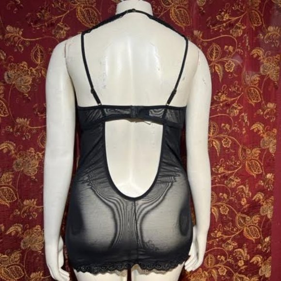 Black mesh and lace négligée - Picture 5 of 5